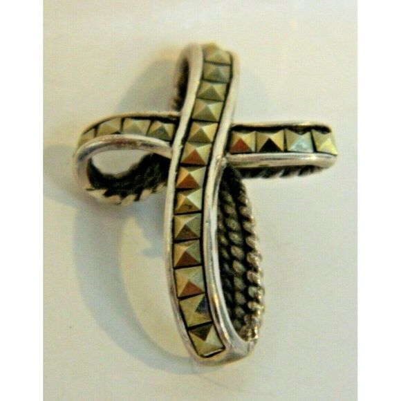 Vintage Silver 925 reversible slide cross pendant - Picture 5 of 5
